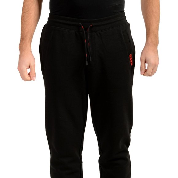 Hugo Boss Men's "Doak194_E" Black Logo Print Track Sweat Pants